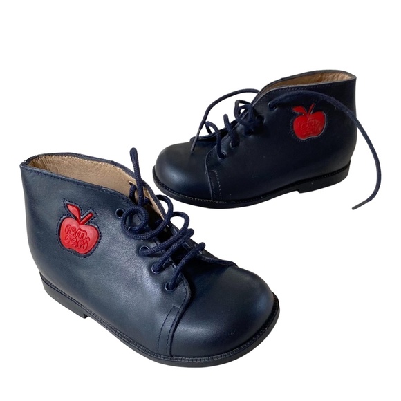 Pom D'Api French kids Navy Leather shoes boots NWOB